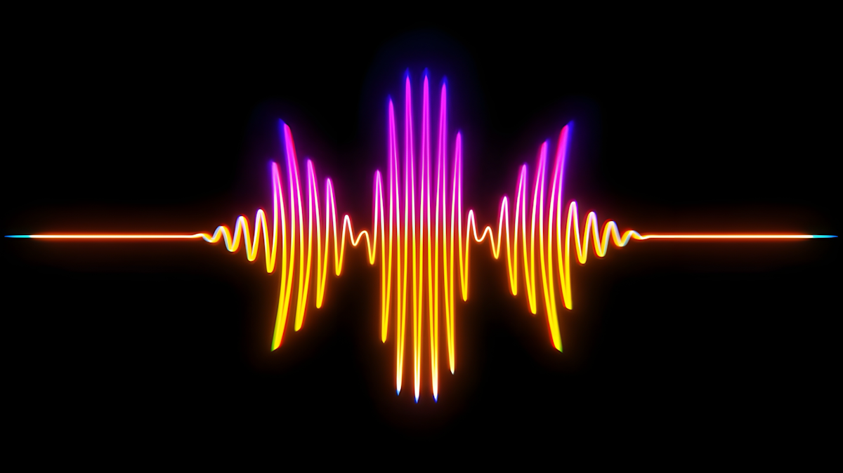 A colorful sound wave on a black background